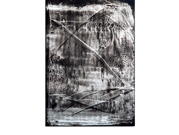 Composition 1, 2010, encre de Chine sur support plastifi&eacute; ad hoc, fixatif, 40x30cm
