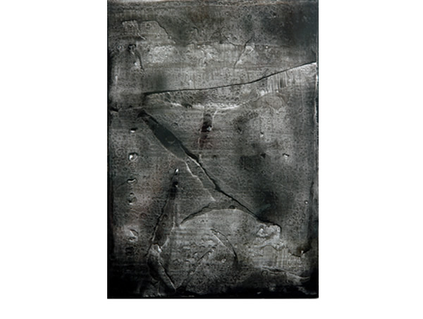 Composition 8, 2010, encre de Chine sur support plastifi&eacute; ad hoc, fixatif, 40x30cm