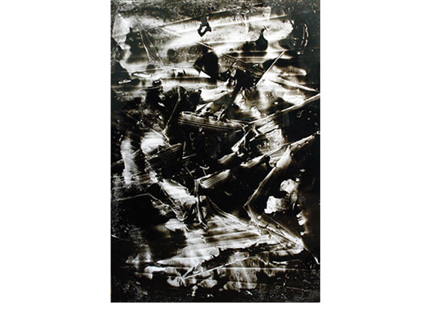 Composition 9, 2007, encre de Chine sur support plastifi&eacute; ad hoc, fixatif, 100x80cm