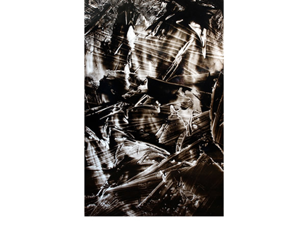Composition 10, 2007, encre de Chine sur support plastifi&eacute; ad hoc, fixatif, 90x60cm