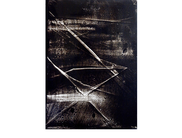 Composition 11, 2010, encre de Chine sur support plastifi&eacute; ad hoc, fixatif, 40x30cm