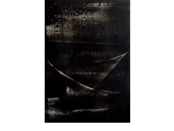 Composition 12, 2010, encre de Chine sur support plastifi&eacute; ad hoc, fixatif, 40x30cm