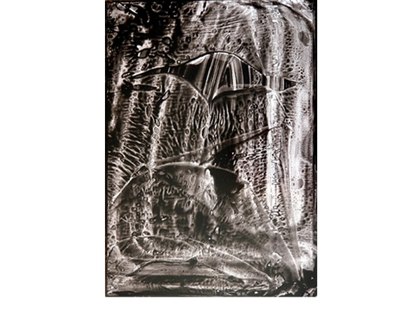 Composition 13, 2011, encre de Chine sur support plastifi&eacute; ad hoc, fixatif, 40x30cm