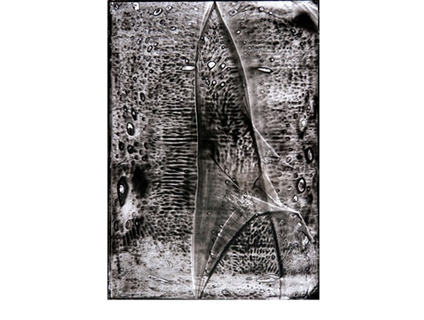 Composition 14, 2011, encre de Chine sur support plastifi&eacute; ad hoc, fixatif, 40x30cm